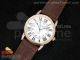 Ronde Solo De Cartier RG White Dial Roman Markers on Brown Leather Strap A2824