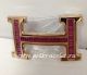 Hermes Reversible Belt 18k Rose Gold With Red Diamonds H Buckle