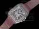 Santos 100 33mm SS White Dial Diamonds Bezel on Pink Leather Strap ETA2671