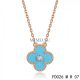 Van Cleef & Arpels Vintage Alhambra Pendant Necklace Pink Gold 1 Motif Turquoise with Round Diamond