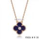Van Cleef & Arpels Vintage Alhambra Pendant Necklace Pink Gold 1 Motif Lapis Lazuli with Round Diamond